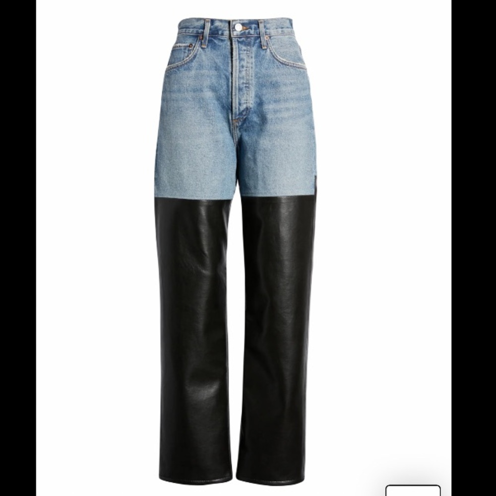 NWT Agolde half denim half leather size 29 Slim Pant.
